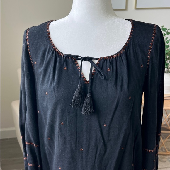 Madewell Signal Embroidered Black Mini Shift Tunic Dress Size Small Fall Autumn - Picture 10 of 13